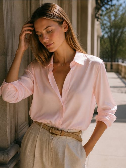 Hovedbilde BEL CASHMERE | BIANCA SILK BLOUSE PINK 