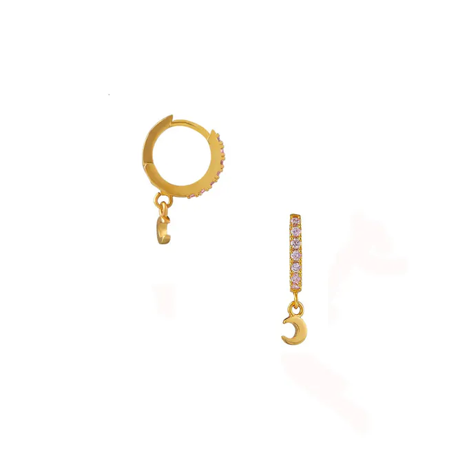 Hovedbilde Orelia Pink Pave Moon Huggie Hoop