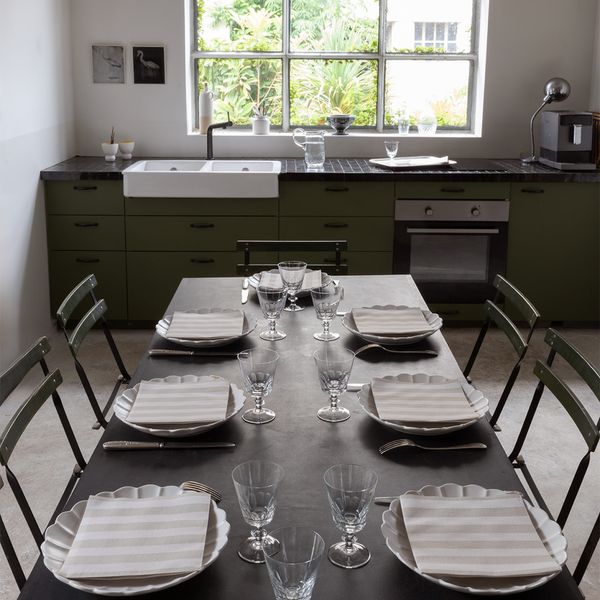 FRANCOISE PAVIOT | SERVIETTER STRIPETE GR&Aring;/BRUN 