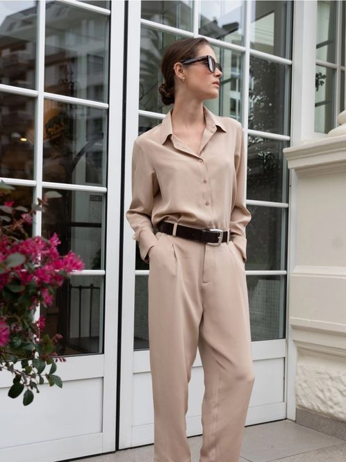 Hovedbilde BEL CASHMERE | BIANCA SILK BLOUSE TAUPE 