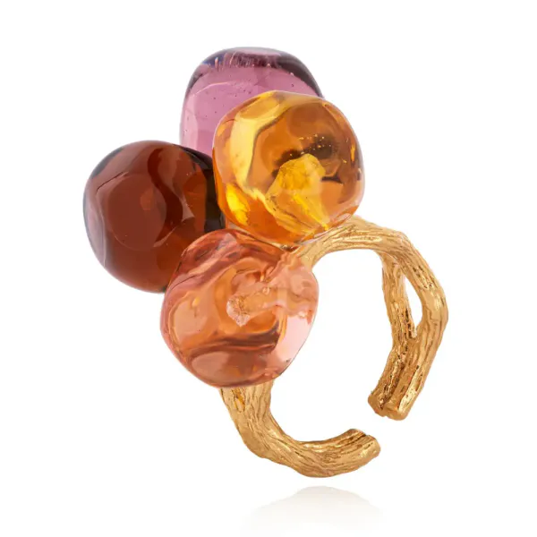 CHAMA NAVARRO | MURANO GLASS RING PEACH-AMBER-BROWN-PURPLE 