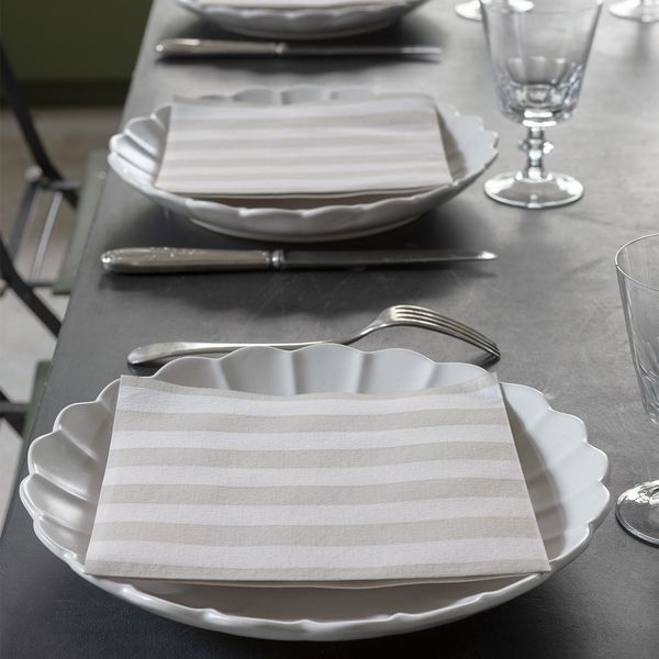 FRANCOISE PAVIOT | SERVIETT STRIPETE GR&Aring;/BRUN 